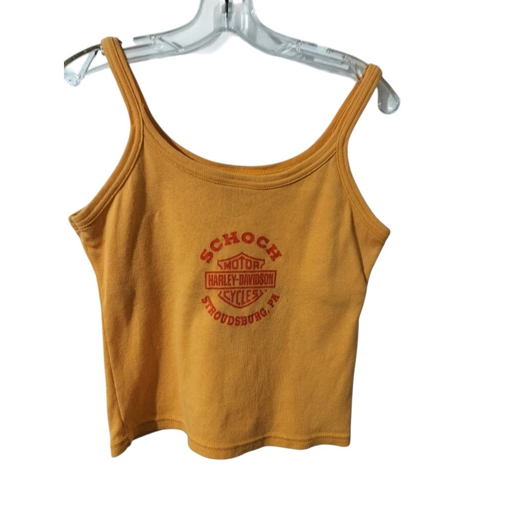 6021)Y2K Harley Davidson Orange Crop Camisole Cotton Tank Top Medium - Picture 3 of 8